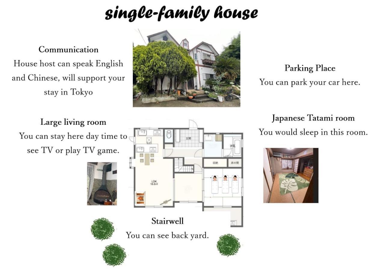 Tatami Room & Living Room Equipped With Multinational Tv And Fire, Bbq Corner In Tokyo Downtown House Екстериор снимка